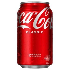 Red Coca-Cola Classic soda can with white logo and silver top.