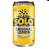 Yellow Solo Lemon soft drink can with black and white text and lemon graphic.