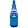 Blue glass bottle of Santa Vittoria sparkling mineral water with mountain label.